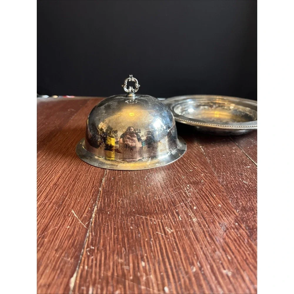Vintage Oneida Silver‎ Colonial Suite Round Covered Butter Dish Silverplate